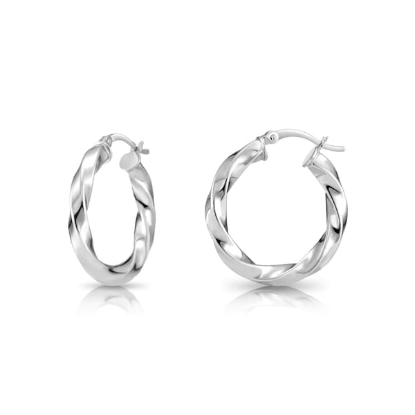 925 Sterling Silver Twisted Hoops, Real Solid Sterling Silver Spiral Hoop Earrings, Fine and Classy Jewelry