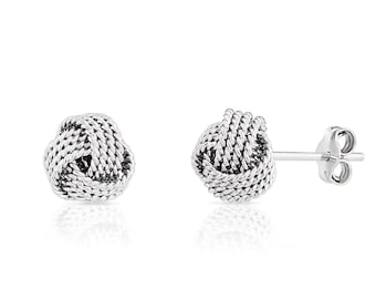 Solid Sterling Silver Love Knot Stud Earrings, Braided Twist Style, Love and Friendship Earrings, By TILO Jewelry