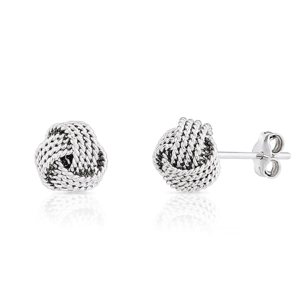 Solid Sterling Silver Love Knot Stud Earrings, Braided Twist Style, Love and Friendship Earrings, By TILO Jewelry