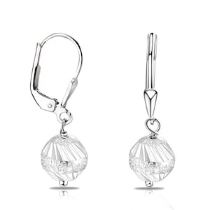 Dangling Leaver Back Earring / Ball Drop Earring / Sterling Silver / 925