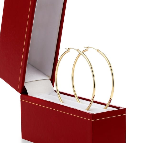 14k Solid Gold Large Hoops, Big Hoop Earrings for Women, 2 inch Hoops By TILO Jewelry