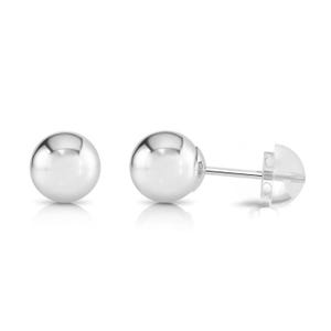 14 kt witgouden bolstekers, met veilige siliconen beklede gouden pushbacks, klassieke 14 kt gouden bolstekers, van TILO Jewelry