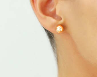 Orecchini A Bottone In Oro Giallo 10K-14K Con Stella Rotonda - 4.5/7MM - Chiusura A Vite Per Donna