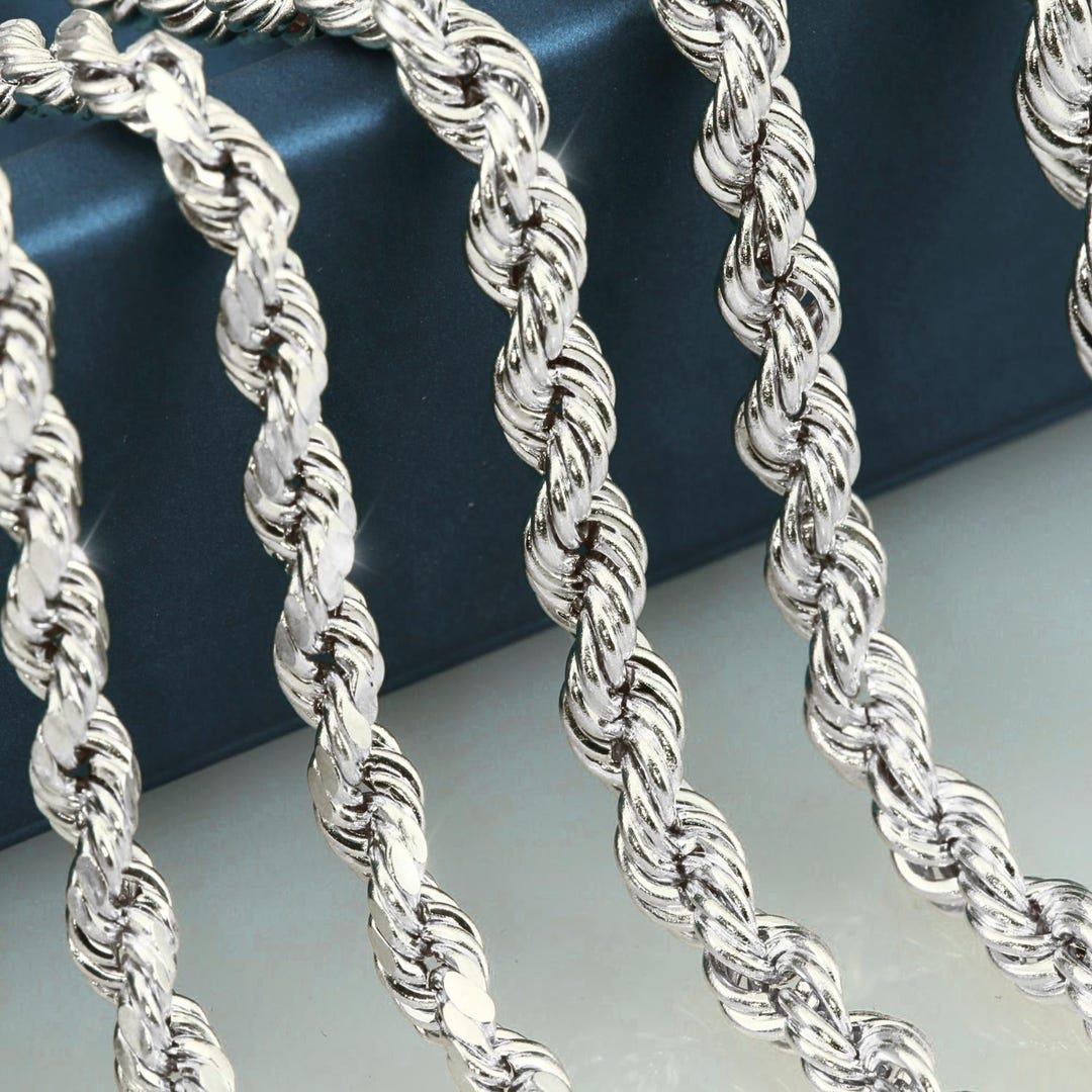 Sterling Silver Italian Rope Chains, Solid 925 Pure Silver With