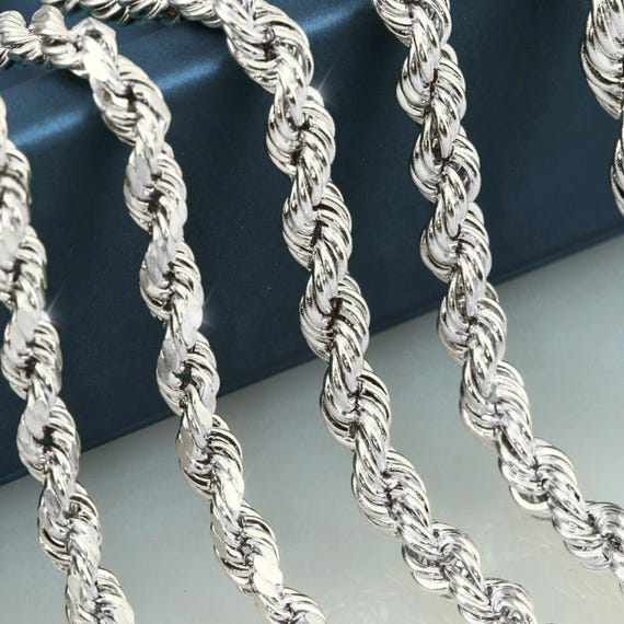 Sterling Silver Italian Rope Chains, Solid 925 Pure Silver With
