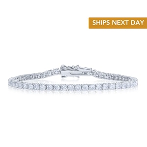 Sterling Silber Simulierte Diamant Tennis Armband, 925 Fein Sterling Silber CZ, Klassischer Diamant-Look Eleganter Schmuck, Von TILO