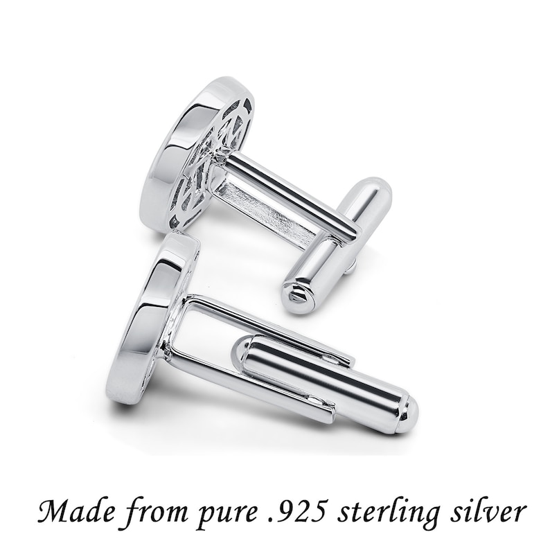 Two-tone Mens Gold Flower Cuff links in Sterling Silver