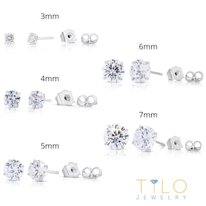 Set of 5! 925 Solid Sterling Silver Basket Set Round CZ Stud Earrings, Pushback Sleeper Studs, Simulated Diamond, Unisex, By TILO Jewelry