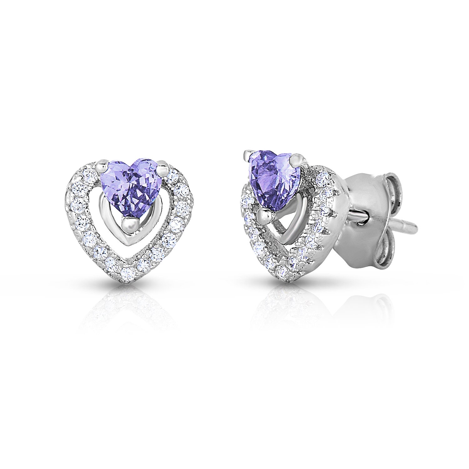 Orecchini A Vite Per Bambine In Argento 925 Con Pietra Portafortuna Simulata (Zirconia Cubica) – Stella Con Diamante Bianco – Sicuri E Ipoallergenici