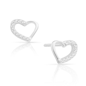 Open Heart Earrings, Sterling Silver Heart Stud Earrings, Small Heart Earrings, Minimalist Everyday Earrings