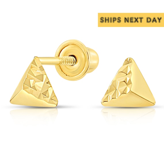 10k Yellow Gold Tiny Elephant with CZ Stud Earrings and Secure Screw-Backs 10k Yellow Gold Tiny Elephant with CZ Stud Earrings and Secure Screw-Backs