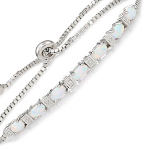 Sterling Silver Fire Opal Bracelet, Simulated Opal Bracelet, Adjustable 6in-9in, By TILO Jewelry