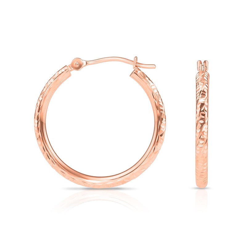 14K Gold Tornado Hoop Earrings, TILO Special Hand Engraved Designer Hoops, 14K SOLID GOLD, 1 inch (25mm), Handmade By Tilo Jewelry image 7