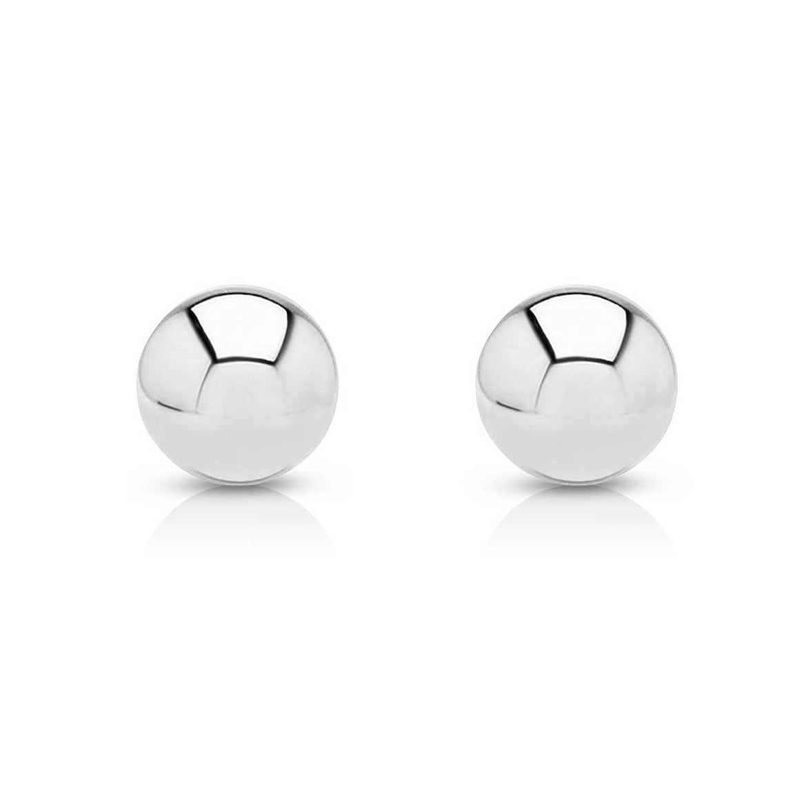 14k White Gold Ball Earrings Solid 14K Gold Ball Studs With Etsy