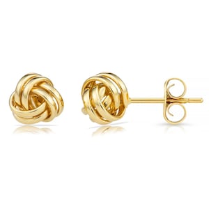 14K Gold Love Knot Stud Earrings, Polished Twist Love Knot Studs, Handmade Jewelry Gift, 9mm, By TILO Jewelry