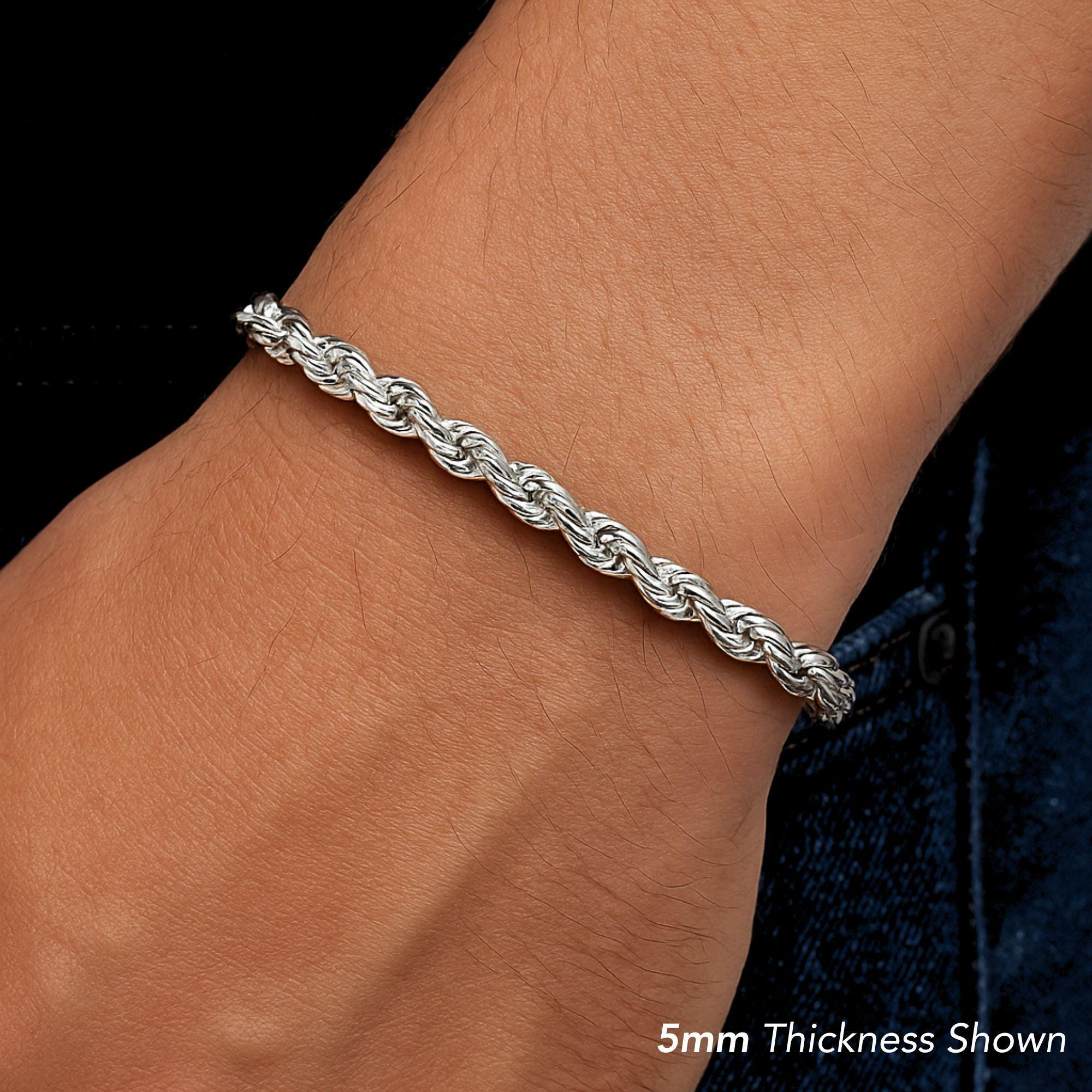 925 Sterling Silver Rope Chain Bracelet – Unisex Solid Twist