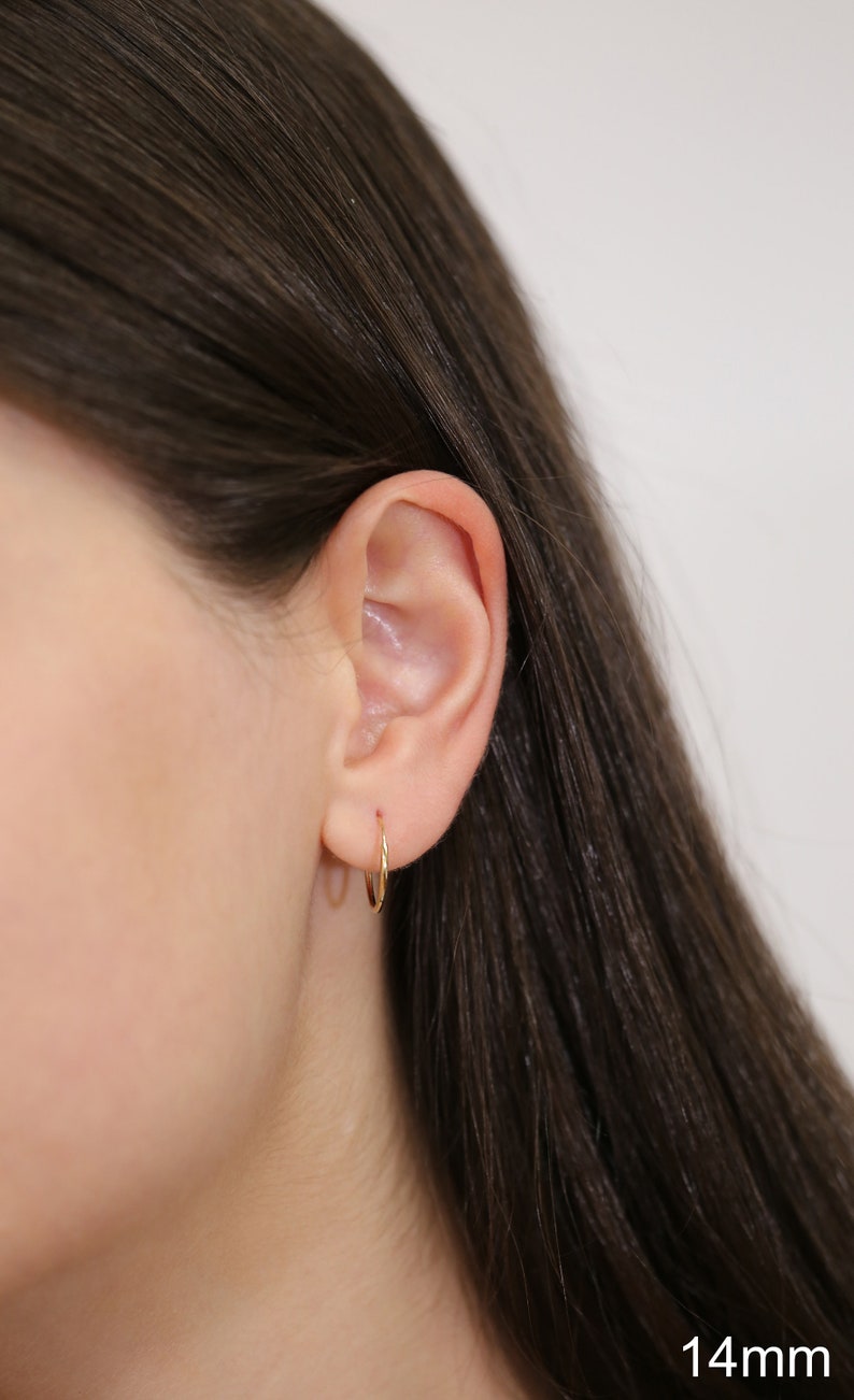 14K Yellow Gold Endless Hoop Earrings Essential and Minimal Etsy