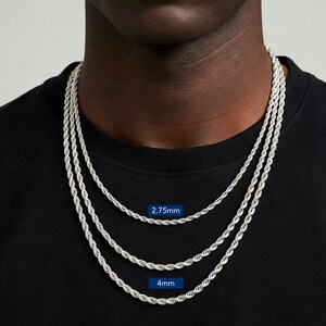 Sterling Silver Italian Rope Chains, Solid 925 Pure Silver With Strong ...