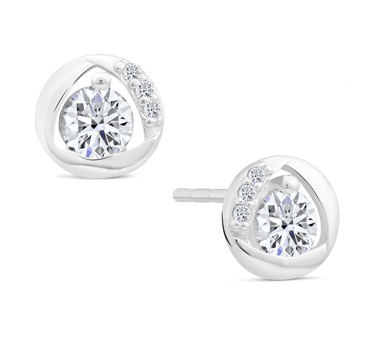 Jewel Tie 925 Sterling Silver 7mm Round Basket Set CZ Cubic Zirconia Stud Earrings Jewel Tie 925 Sterling Silver 7mm Round Basket Set CZ Cubic Zirconia Stud Earrings