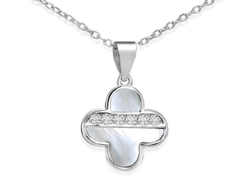 Orecchini a quadrifoglio in argento e zirconi Mabina 563029 | - L