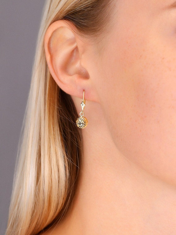 Gold Ear Hook - Large Simple with Ball in 14K Gold Plate
