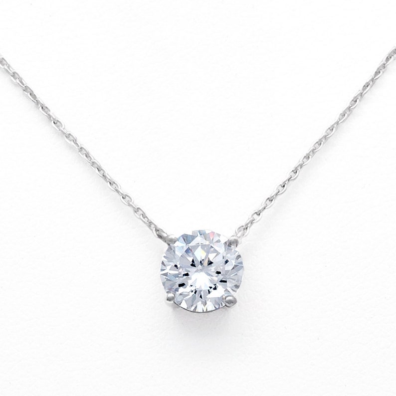 Stunning Diamond Like Solitaire Necklace, Sterling Silver and Cz, TILO Jewelry image 5
