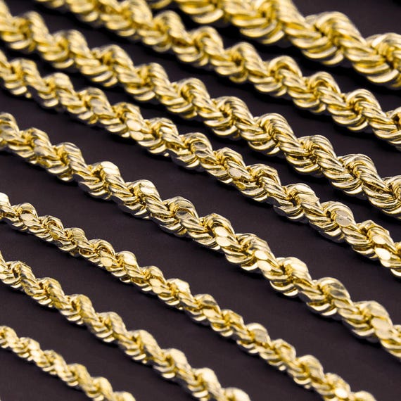 10K Yellow Gold Rope Chains, Solid 10k Gold Necklace, 2mm 3mm 4mm 5mm, 16" 18" 20" 22" 24", With Strong Lobster Lock, By TILO Jewelry