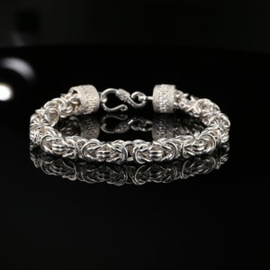 Sterling Silver Byzantine Chain Bracelet with Hook Clasp, 8.25&quot;, Unisex