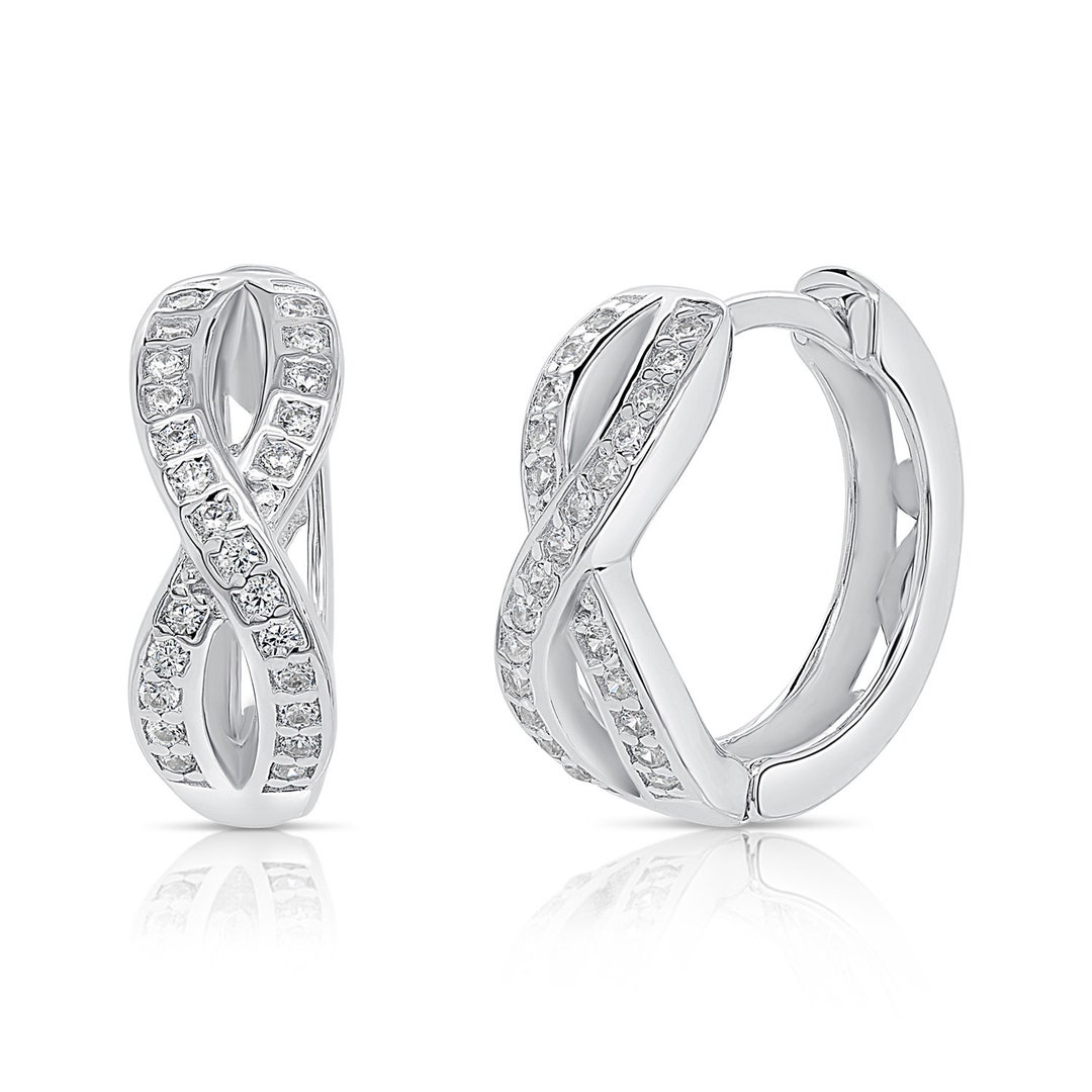 Sterling Silver Infinity Hoop Earrings, Pure 925. Small Huggie Hoops - Etsy