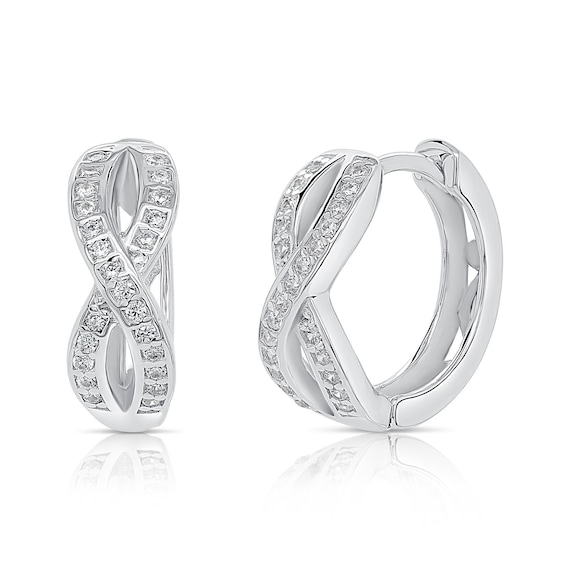 Sterling Silver Infinity Hoop Earrings, Pure 925. Small Huggie Hoops 