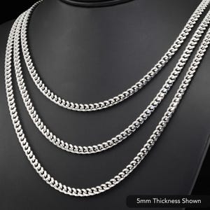 Solid Sterling Silver Cuban Chains, Italian 925 Pure Sterling Silver, 2mm, 3mm, 5mm, 6mm Thick Links, Strong Lobster Lock, By TILO Jewelry image 6