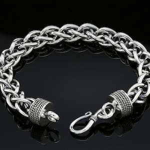 Dark Sterling Silver Handmade Byzantine Chain Bracelet with S-Hook Clasp (8 inch)
