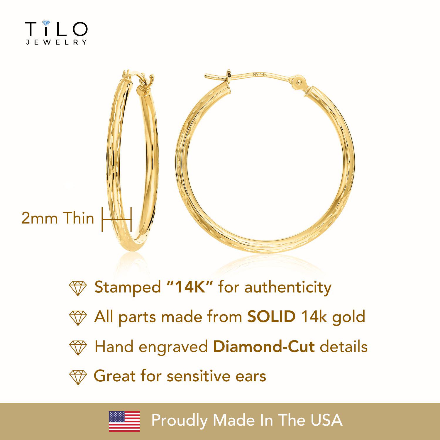 2mm x 22mm Hoops Hoop Earrings 12k Yellow Gold-filled - Made in the USA 2mm x 22mm Hoops Hoop Earrings 12k Yellow Gold-filled - Made in the USA