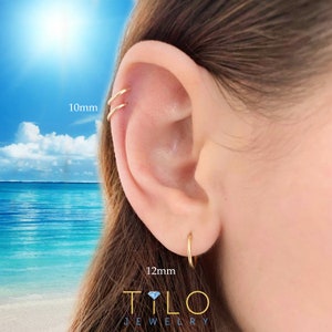 14K Gold Infinity Hoop Earrings - Endless Sleeper Hoops 10-20mm In Yellow, Rose & White Gold, Lightweight & Secure