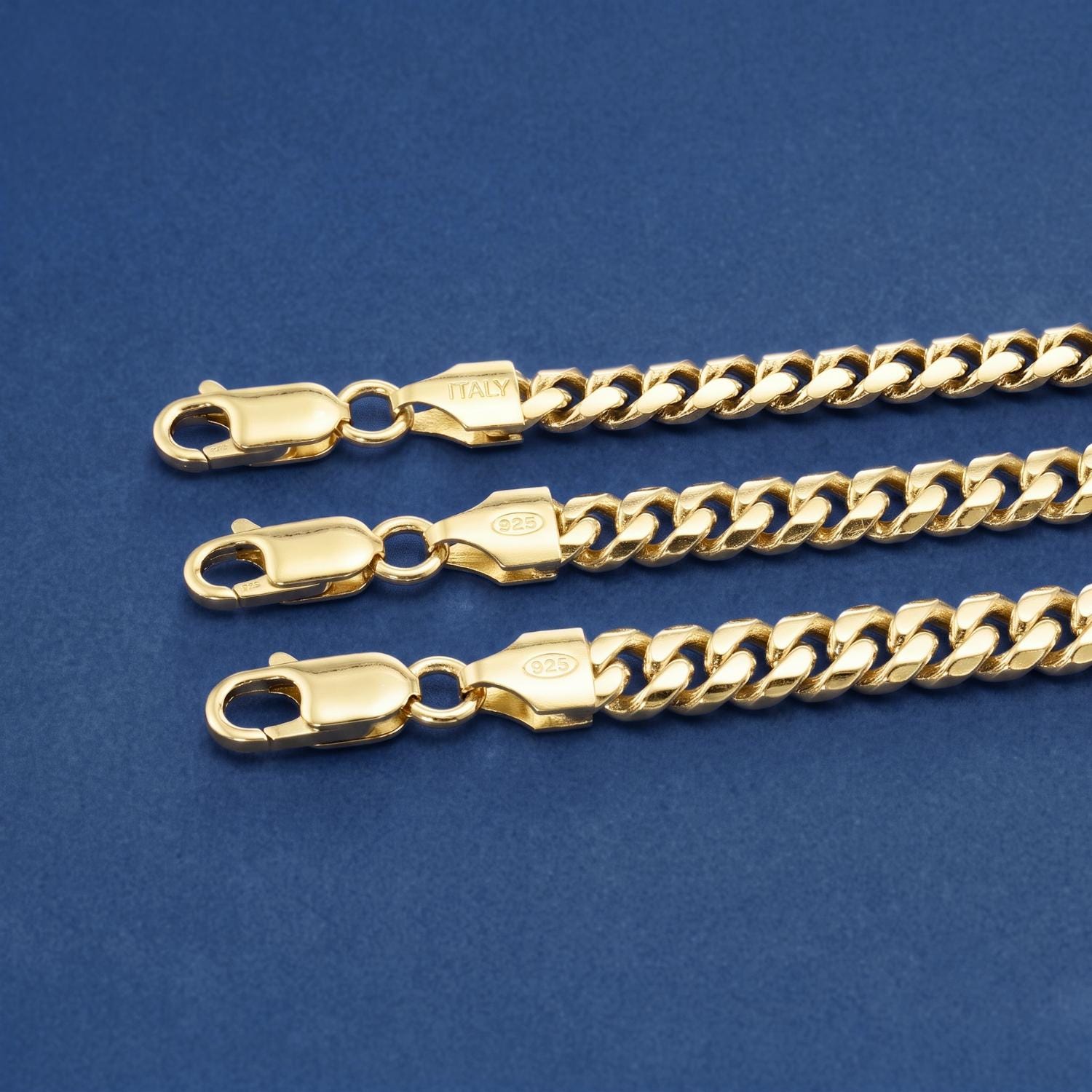 14K SILVER STERLING 925 まとめ 14k Gold Cuban Chains, Italian 925 Solid Sterling Silver Chain