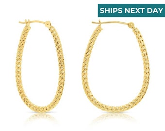 14 karat gold oval outlet hoop earrings