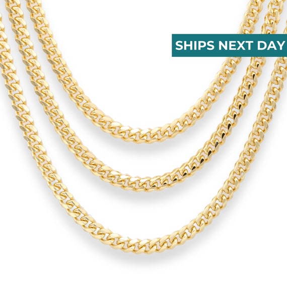 14k Gold Cuban Chains Italian 925 Solid Sterling Silver Chain