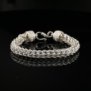 Sterling Silver Byzantine Thick Chain Bracelet with S-Hook Clasp, 8&quot;, Unisex