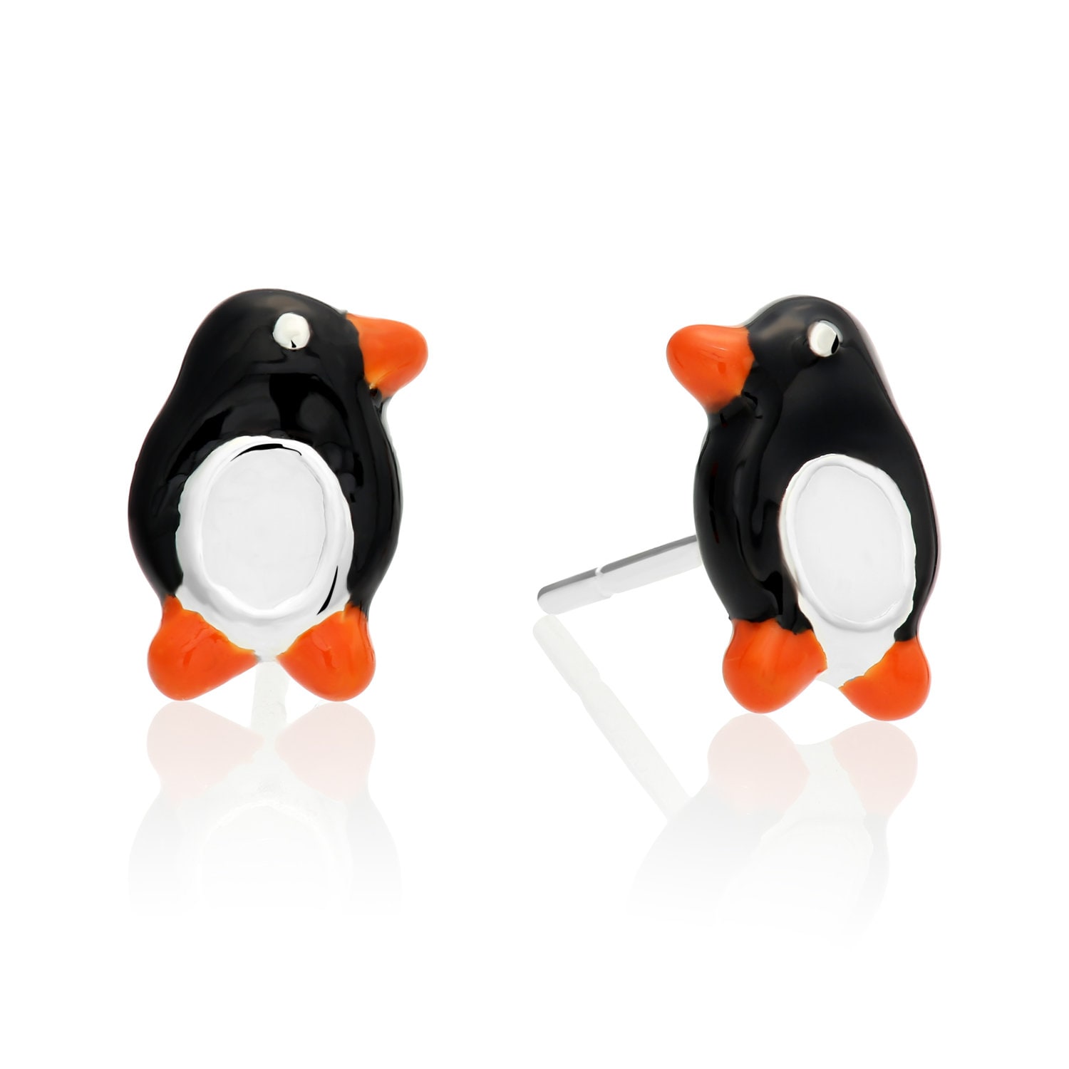 Orecchini a cerchio in argento Sterling 925 con pinguino