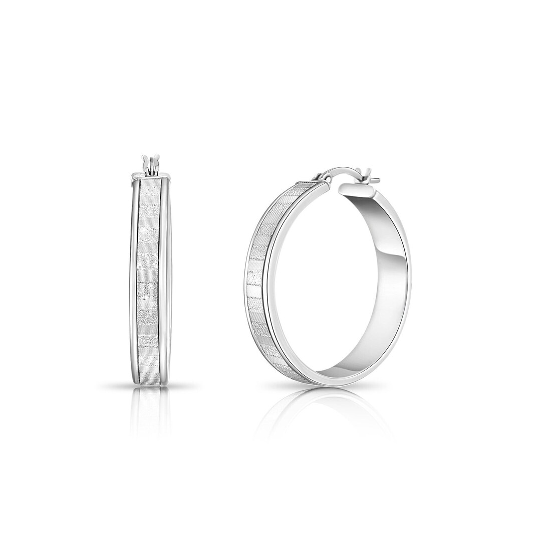 thumbnail image 2 of Sterling Silver Oval Hoop Earrings For Women – 925 Silver Plated, Smooth Egg Shape 2 of 5