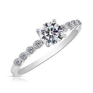 Thin Band 1 Ct. Round Brilliant Cubic Zirconia Engagement Ring with Simulated Diamond, Promise Ring, CZ Ring