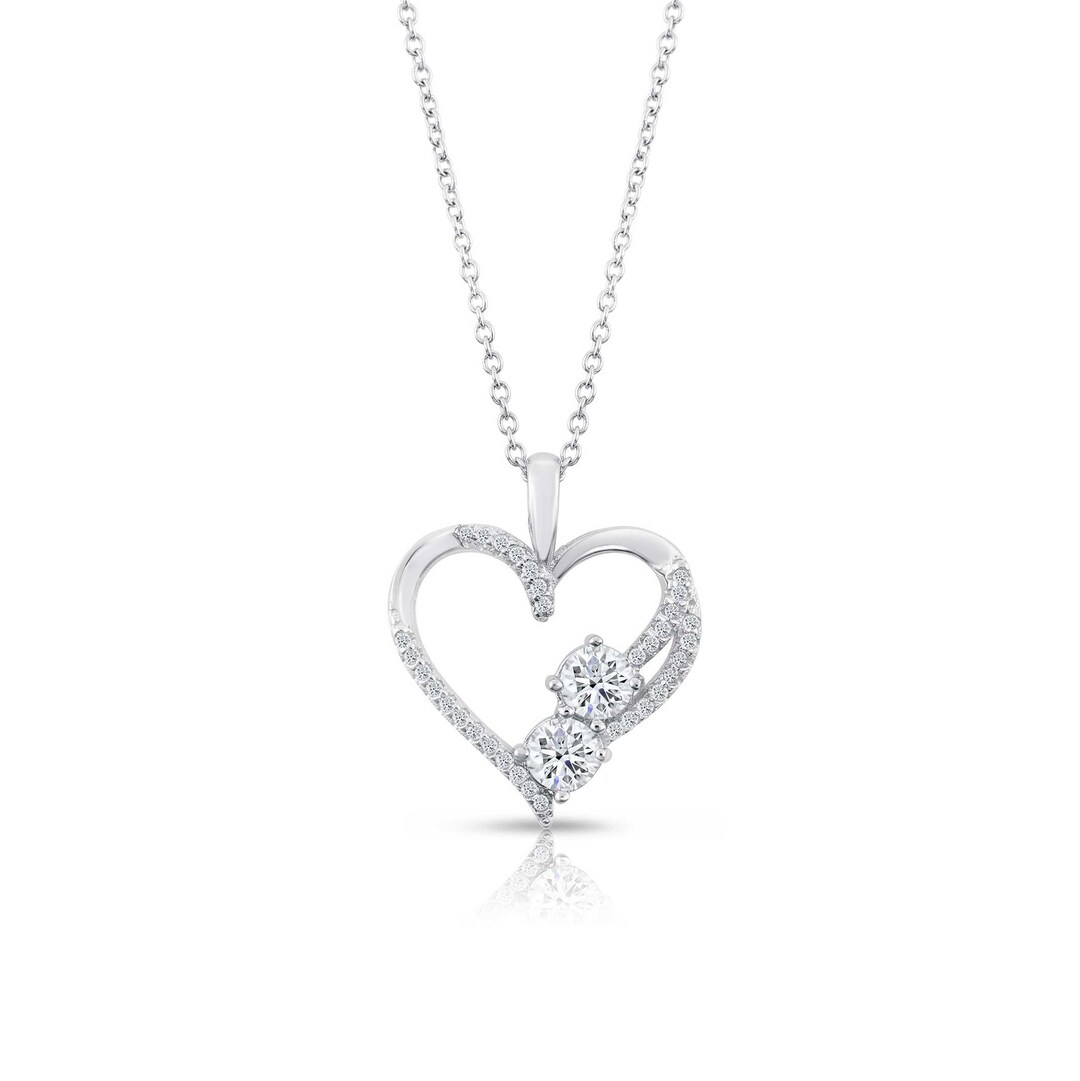 Eternity Open Heart Necklace in Sterling Silver, Love and