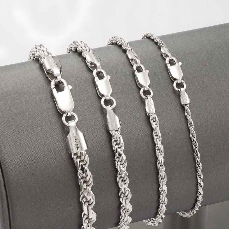 Sterling Silver Rope Chain Bracelet, SOLID 925 Sterling Silver Twisted ...