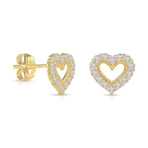 14K Gold Lab Diamond Heart Stud Earrings, CVD Brilliant-Cut Diamond Studs, Classy Heart Shaped Studs, Wedding & Bridal, By TILO Jewelry