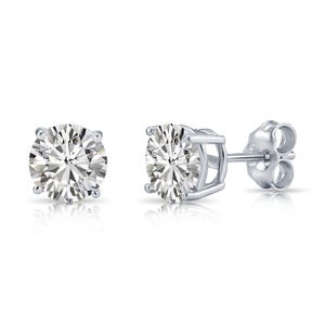 Solid Sterling Silver CZ Stud Earrings with Pushback Butterfly Backings, Brilliant Round "Diamond" Look Stud Earrings, By TILO Jewelry