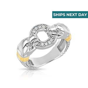 Sterling Silver Jaguar Ring, Two-Tone, Sterling Silver and Gold-Tone Cocktail Ring, By TILO Jewelry