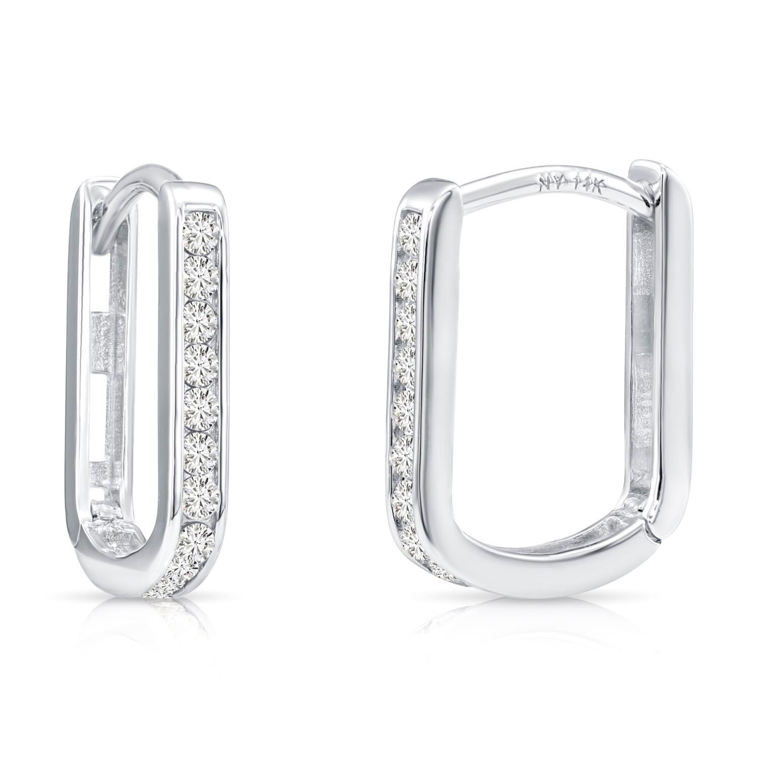 Orecchini Huggie 2 Ct Taglio Tondo Simulato Diamante Argento