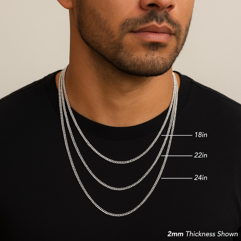 Solid Sterling Silver Cuban Chains, Italian 925 Pure Sterling Silver, 2mm, 3mm, 5mm, 6mm Thick Links, Strong Lobster Lock, By TILO Jewelry 2mm