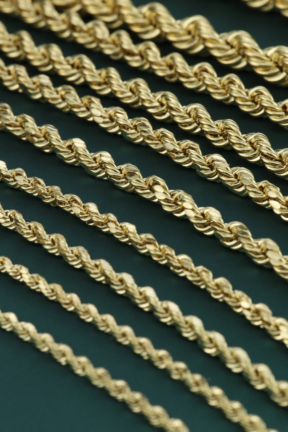 14k Gold Light-weight Hollow Rope Chain 