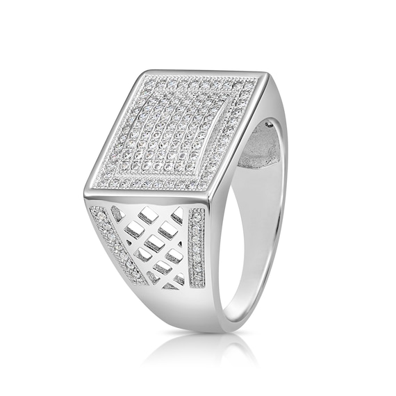 Urban Fusion Men's Sterling Silver Hip Hop Ring, Square Signet